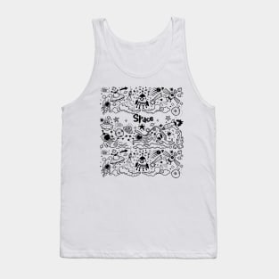 funny space doodles black and white Tank Top